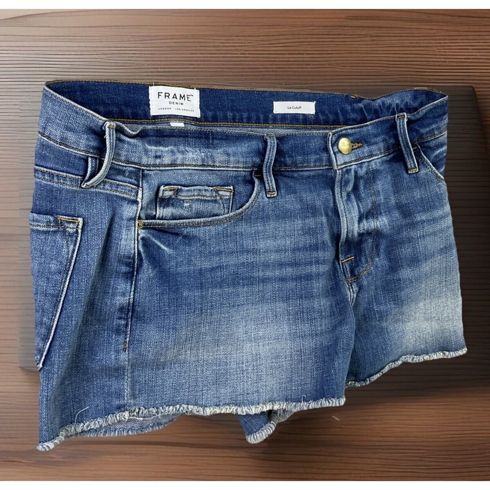 Frame Le Cutoff Jean Shorts Deer Valley Denim 2'' Stretch Raw Hem Women‎ Sz 29